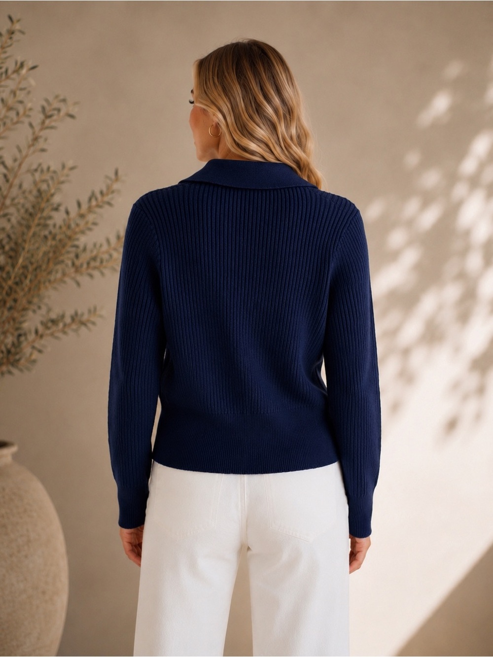 Commense Navy Ribbed Toggle Blazer Jacket - Picture 2 of 4